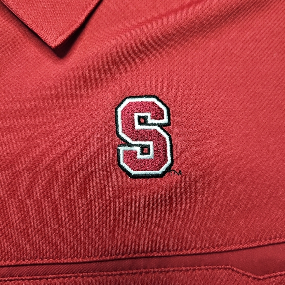 Stanford Cardinal Polo Shirt Red Nike Team Dri Fit White Swoosh Golf Men 2XL XXL - Picture 4 of 10